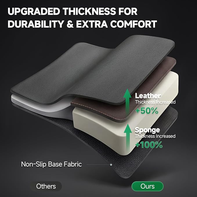 GIANT PANDA 2PCS Front Seat Covers for Chevy Silverado & GMC Sierra 1500 2500 3500 2007-2026 Crew Extended Double Cab Pickup,Custom Fit Chevy & GMC Truck Seat Protectors,Faux Leather (Black&Gray)