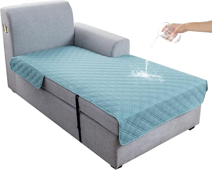 Genina L Shape Couch Cover, Sectional Couch Chaise Covers, Waterproof Washable Sofa Covers for Right L Shape Chaise Lounge, Anti-Slip Sofa Slipcovers for Dogs Cats Pet Friendly(Blue)