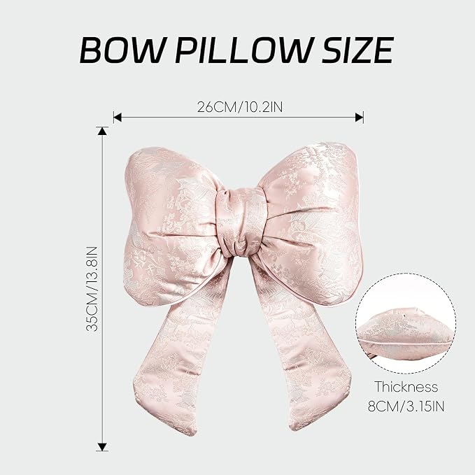 2 Pack Bow Car Headrest Pillow Comfortable Soft Plush Head Rest Cushion, Neck Pillow for Driving Office Use and Car Interior Decoration (Pink SJK)