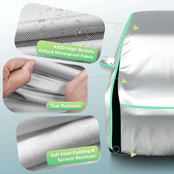Cartist Hail Protector Car Cover for Truck Waterproof All Weather, Heavy Duty Outdoor Sun Uv Rain Pickup Cover with Zipper, Universal Fit for F150, F250, Titan, etc. (Length Up to 250 inch) XXL