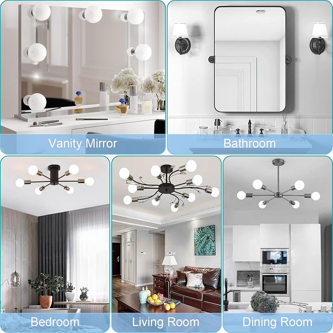 12 Pack Bathroom Light Bulbs, 5000K Daylight LED Globe Light Bulbs, 60W Equivalent E26 Base, G25 Vanity Light Bulb for Bathroom Makeup Mirror, Bedroom Lights 120V, CRI85+, 500LM, Non-dimmable
