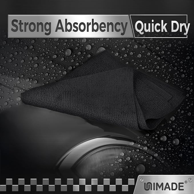 UNIMADE Microfiber Cleaning Cloth, 24 Pack Reusable Microfiber Towels for Cars Lint Free Cleaning Shop Towel Rags for Home Kitchen Automotive Bar Mechanic Restaurant Garage, 11"x 12", Grey