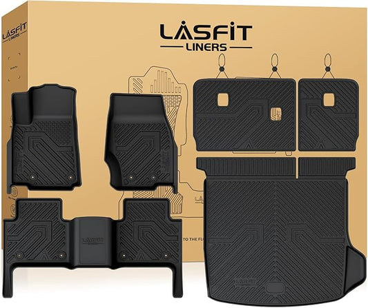 LASFIT Floor Mats for Jeep Grand Cherokee WL 2022-2025 2026 5-Seat (Include 4xe, NOT for L), All Weather TPE Custom Fit Car Mats Floor Liners Cargo Liner Cargo Mat Black