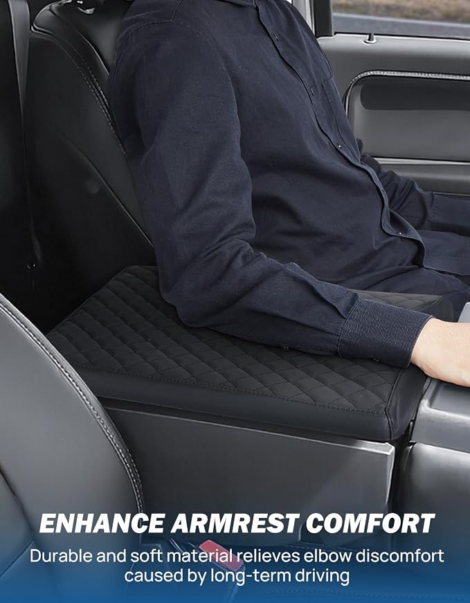 JOYTUTUS Center Console Cover Compatible with 2015-2026 Ford F150, 2017-2026 F250 F350 F450 with 40/20/40 Jump Seat, Leather Armrest Cover Center Console Cushion (Jump Seat Only)