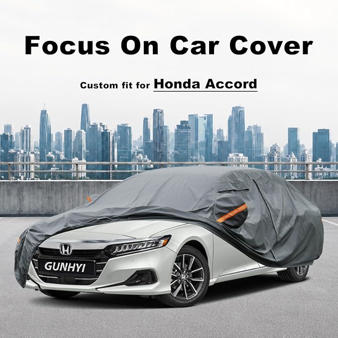 GUNHYI Premium Car Cover Custom Fit Honda Accord (1990-2026), 16 Layers Heavy Duty Car Cover Waterproof All Weather with Zipper Door for Sun Rain Snow Dust Uv Protection