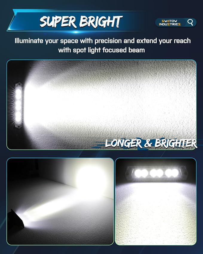 Flush Mount Pod Lights 7 Inch, SWATOW INDUSTRIES 60W CREE LED Light Bar 7" Flush Mount Reverse Lights Offroad Light Spot LED Pods Backup Light for Truck Pickup SUV UTV ATV Side by Side