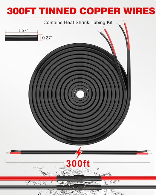 NAOEVO 16 Gauge Wire 2 Conductor Electrical Wire, 16 AWG Stranded PVC Cord, 12V Low Voltage/Tinned Copper/Flexible Cable for Automotive Wiring, Lamp Cord, Marine Cable (300FT)