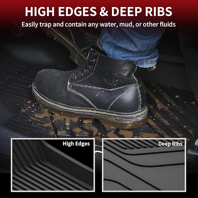 LASFIT Premium Extra Thick Floor Mats Fit for Tesla Model S & Model S Plaid 2026 2025 2024 2023 2022 2021, Custom Fit TPE All Weather Floor Liners 1st & 2nd Front Rear Row Car Mats, Black