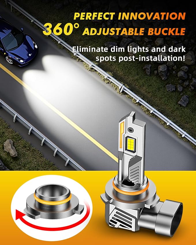 Termitor 9012/HIR2 Light Bulbs, 100,000LM 16X Ultra-Bright, 1:1 Mini Size | 6500K Cool White, 90,000hrs+ Lifespan with Cooling Fan, Plug N Play, IP68, 9012 Halogen for Off-road, Pack of 2