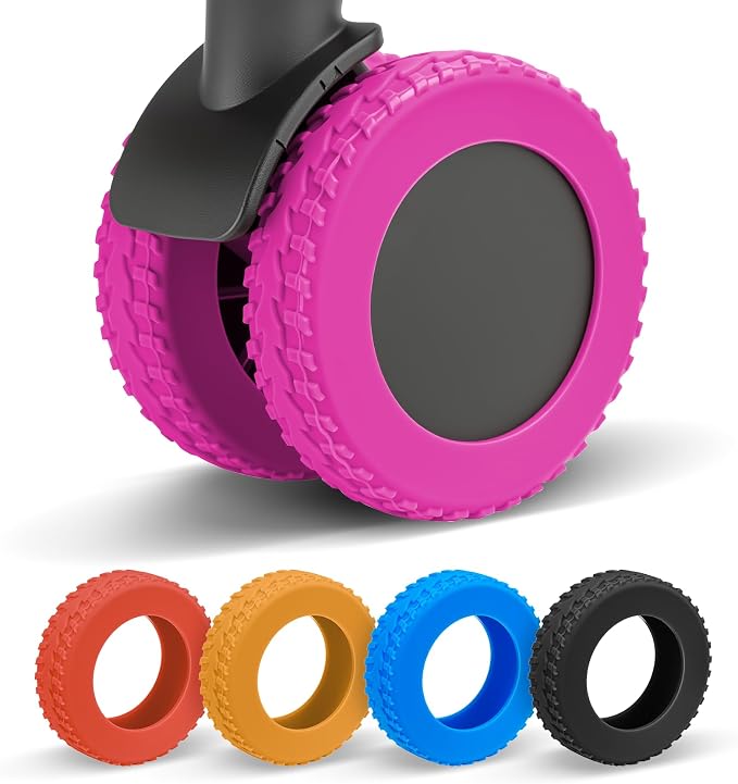 Upgraded 8 Pcs Luggage Wheel Covers, Silicone Protective Covers for 2-2.4" Suitcases Spinner Wheel, Wear-Resistant, Anti-Noise, Thickened Protector, Travel Accessories (Pink)