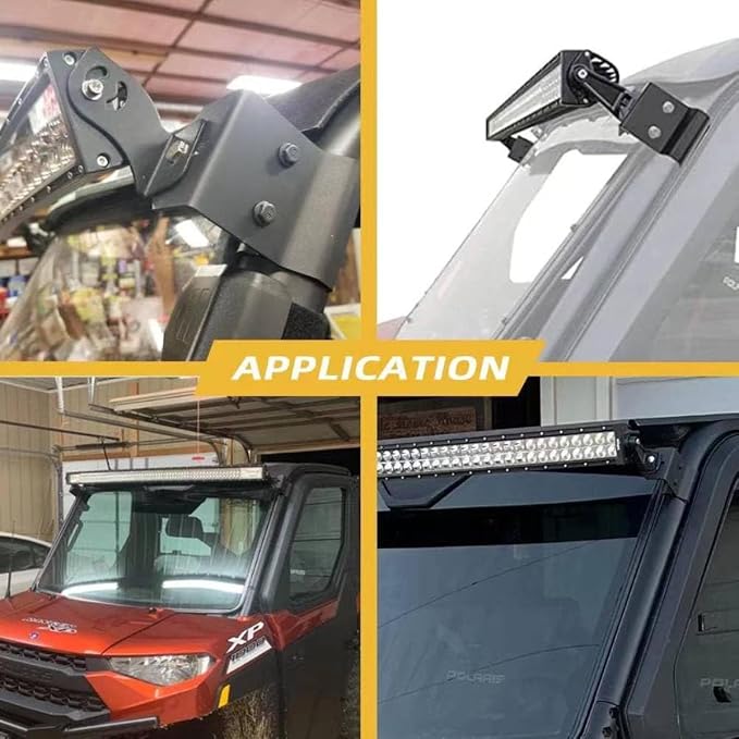 Upper Winshield Pro-fit Cage Light Bar Brackets Curved Straight 50 inch LED Brackets fit for 2013-2020 Polaris Ranger 500 570 XP 900 XP 1000