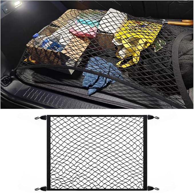 Cargo Net for SUV,Upgraded Highly Elastic Truck Cargo Net with Trunk Net Hooks - Stretch to 62.99"X47.24",Premium Truck Bed Netting for Cargo for Car Organizer and Storage (31.1"x22.8")