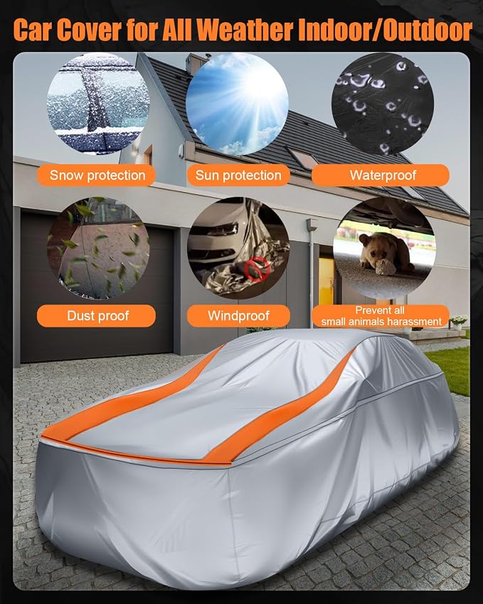 Sliver Full Enclosed Small Car Covers Universal Fit Miata,Mini Cooper,Z1/Z3,SLK-Class,Polo/Rabbit 1975-1984,Fiesta,Solstice,Yaris/MR2,Honda S2000,Saturn Sky,Chrysler Crossfire,Fiat 124 Spider
