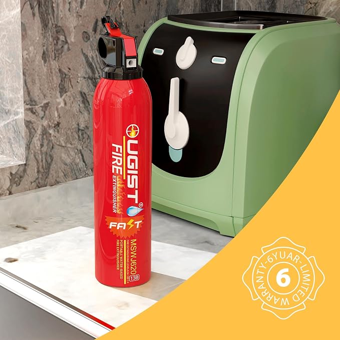 Ougist Small Portable Fire Extinguisher for Home and Kitchen, 21oz Each, 6-Pack, Water-Based Fire Extinguishers for Quick Emergency Response, Prevent Re-Ignition, Ideal for Vehicle and Camping, MSJ620