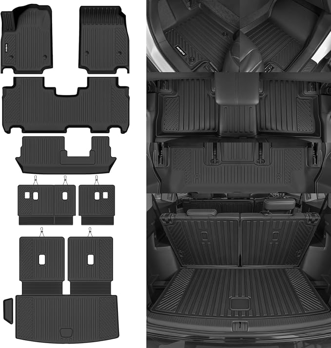 Naibeve Floor Mats for 2026 Cadillac Vistiq 7 Seats 2nd Row Bench Seat | All Weather Custom Fit Floor Mats, Cargo Mat, 2nd/3rd Row Backrest Mats Interior Protector accessories