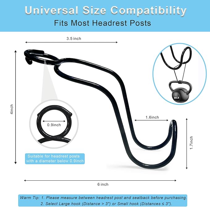 Car Headrest Hooks 4 Pack Universal Purse Holder for SUV Truck - 4 * Large | Heavy Duty Car Seat Back Storage Organizers Interior Accessories for Women Men Automotive Travel Essentials Auto Stuff