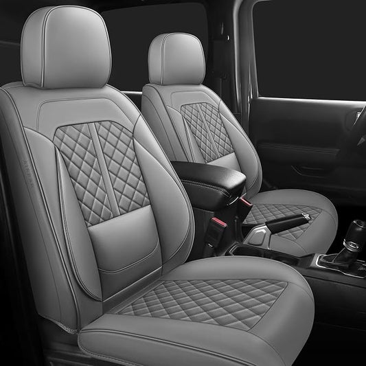 NS YOLO Wrangler Seat Covers 2018-2026,Custom Fit for Jeep Wrangler JK JL 4 Door Unlimited Sahara/Sport/Rubicon X 392 Willys,Waterproof Faux Leather and Lumbar Support (Grey, Full Set-5 Seats(18-26))