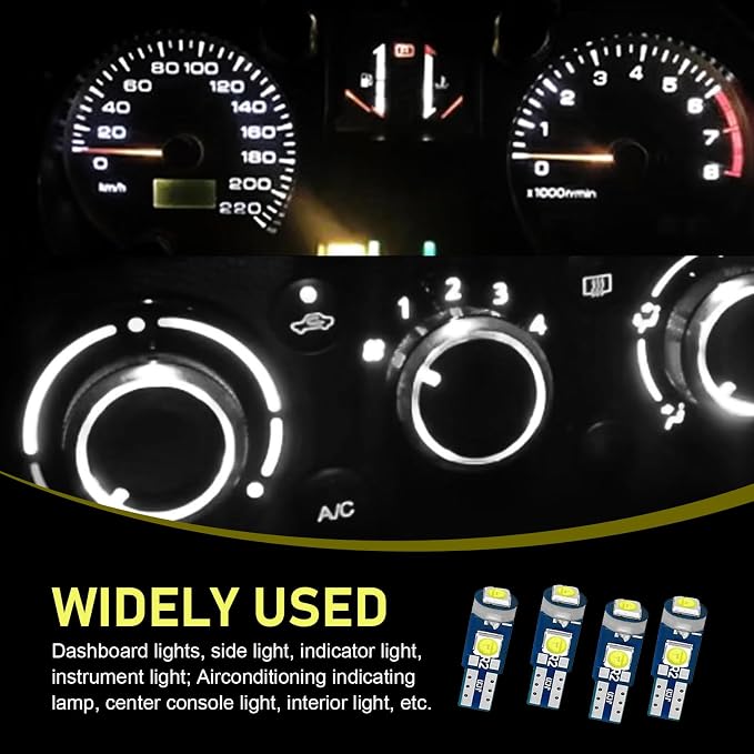 20PCS 74 Led Bulb Dash Lights, T5 2721 27 37 2721 Bulb with PC74 PC 37 Twist Socket, Super Bright Instrument Cluster Bulbs, Car Dashboard Lights, Car Interior LED Bulb Replacement Kit (White)