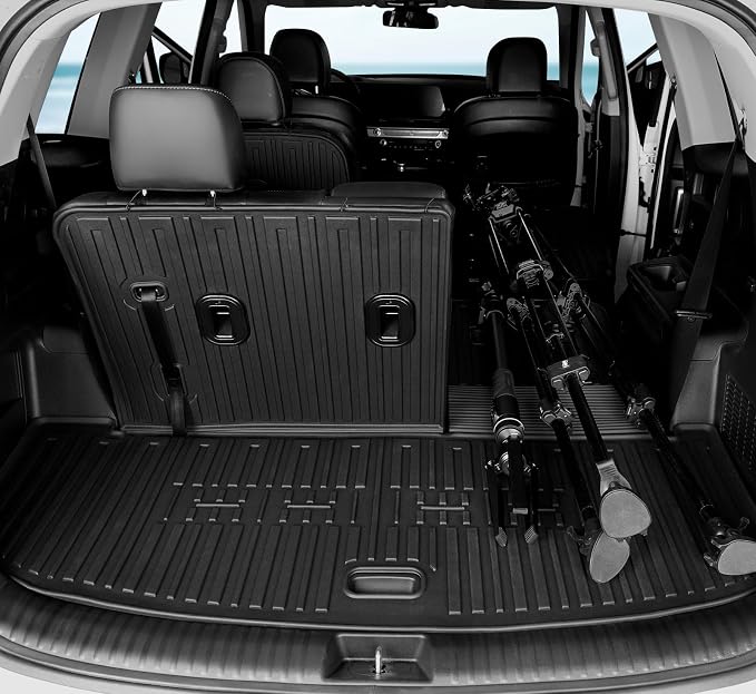 Floor Mats for Kia Telluride 2020-2025, All Weather Floor Mats Trunk Cargo Liner with Backrest Protectors Accessories, Full Coverage Set (Fit 7/8 Seats)
