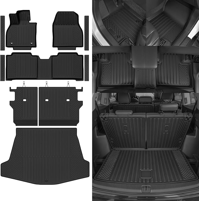 Custom Fit Floor Mats for 2023-2026 Toyota BZ4X | All Weather TPE Floor Liners & Trunk Mat & Backrest Mats & Door Sill Guard | Odorless Full Set Interior Accessories