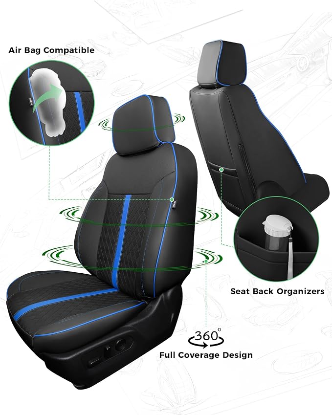 Custom Leather Seat Covers for 2019-2026 Sierra/Silverado 1500 | Only Crew Cab, Fits 2500/3500HD 2020-2026, no Rear Armrest/Seatback Storage, Waterproof, Scratch-resistant, Easy-clean