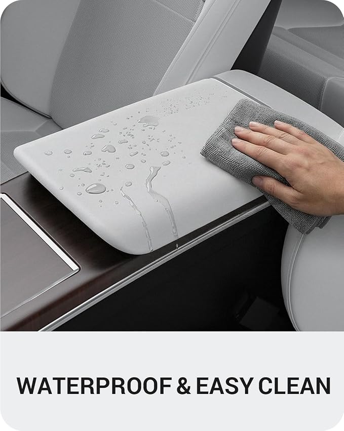 BASENOR Upgraded Tesla Model S Model X Center Console Cover Non-Slip TPE Armrest Cover [No Logo] Protector Armrest [Proprietary Design] 2021-2026 Tesla Interior Accessories White