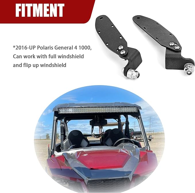 WSays Below Roof 42'' Curved/Straight Light Bar Pillar Mount Bracket Compatible with Polaris General 1000 2016-up