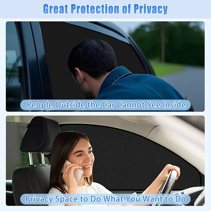 ZATOOTO Car Window Shades for Front Side Window Suede Sun Shade for Privacy | 2PCS Side Window Curtains UV Protection, Car Window Cover for Block Out Light for Camping, Sleeping, Cloth Changing