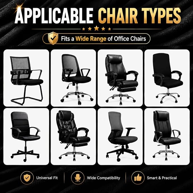 Elastic Computer Chair Cover with Durable Zipper - Protective Removable Washable Universal Office Desk Chair Seat Slip Cover - Stretchy Soft Anti-dust Desk Chair Seat Protector for Dogs, Cats, Pets