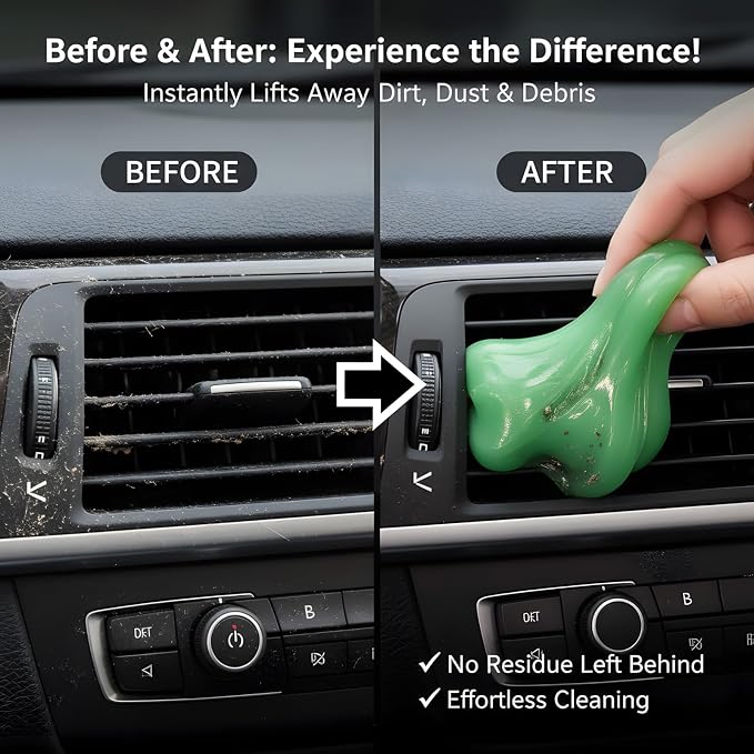 MysticHome for Car Cleaning Gel,Reusable Cleaning Putty for Interior Detailing PC Keyboard, Car Cleaning Supplies, Auto Detailing Tools, Car Slime for Dust Removal, Cleaning Kit(Green, 3.0 OZ)