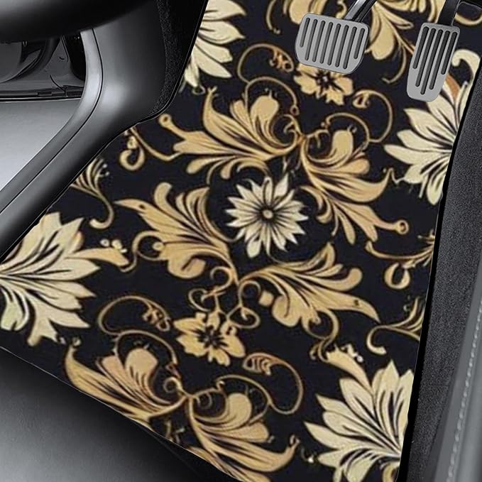 Car Floor Mats Non-Slip Automotive Floor Mats All-Weather Front Rear Car Floor Foot Mat Sets of 4 Pieces Foot Mats Rugs Carpet for Car Trucks SUV Sedans (TengWan 02)