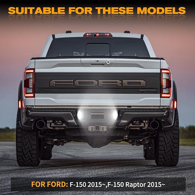 POPMOTORZ LED License Plate Lights Assembly Tag Lamps Smoked Lens Compatible with 2015-2022 Ford F-150 2015-2022 F-150 Raptor Pickup Truck Raptor LED Tag Lights 18SMD 6000K White 2 Pieces