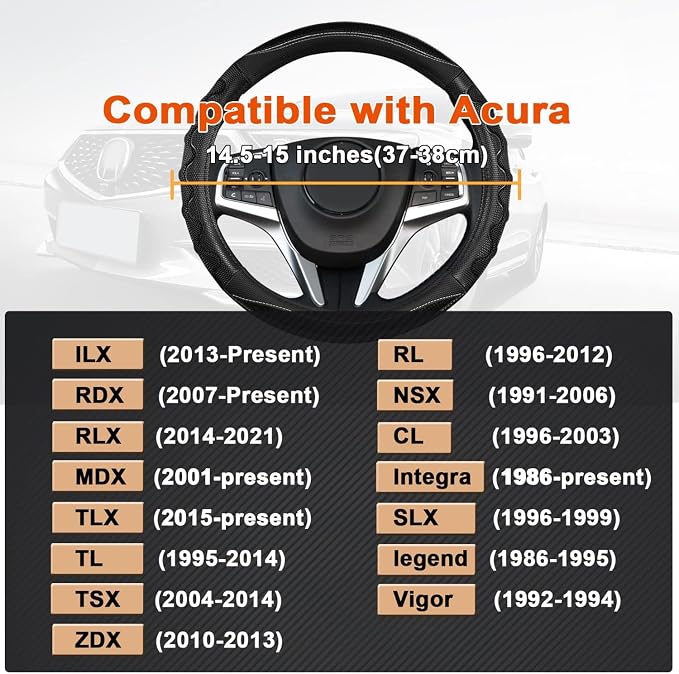 GIANT PANDA Steering Wheel Cover for Acura RDX and MDX, Car Steering Wheel Cover for Acura TLX and TL - Black
