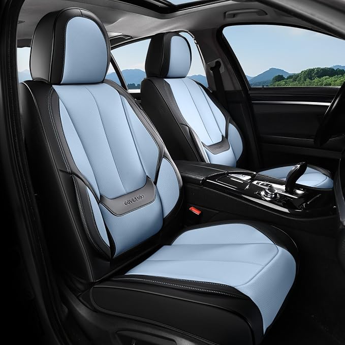 Coverado Car Seat Covers, Seat Covers for Cars, Waterproof Leather Auto Seat Protectors, Leather Car Seat Cushion, Car Interiors Accessories Universal Fit for Most Cars