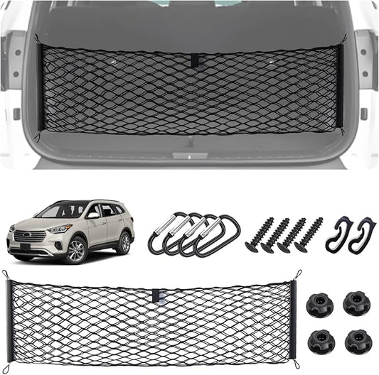 Envelope Style Cargo Net for 2024 2025 2026 Hyundai Santa Fe Accessories, Rear Trunk SUV Mesh Cargo Net, Upgraded 5mm Bungee & Double-Layer Nylon Storage Tailgate Netting Grocery&Tools Organizer