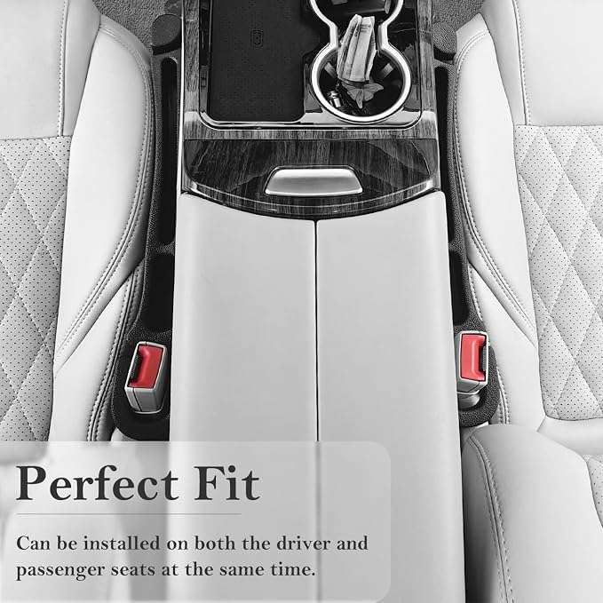 Car Seat Gap Filler with Organizer Hook, 2-Pack Car Seat Gap Plug | Fills Gap Between Seat & Console Prevent Small Items & Tools from Falling Seat Side Gap Fits Cars, SUVs, Trucks & Sedans