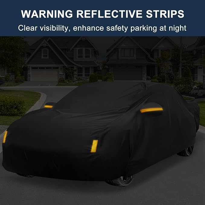 X AUTOHAUX Car Cover for Honda Civic Sedan/Coupe 210D-PU Outdoor Full Car Cover All Weather with Door Zipper for Waterproof Windproof Sun Rain Snow Protection