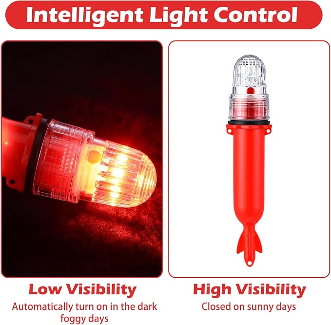 Kingdder Boat Flares Marine Signal Light Boat Flares Beacon Strobe Safety Battery-Powered Boating Safety Kit Without Battery Waterproof Day Night Use for Boating Fishing Nets Life Rafts