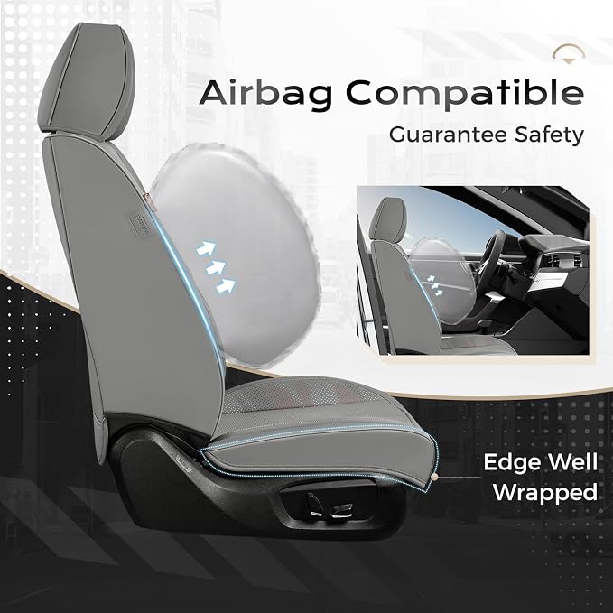 Coverado Car Seat Covers, Seat Covers for Cars, Waterproof Leather Auto Seat Protectors, Leather Car Seat Cushion, Car Interiors Accessories Universal Fit for Most Cars