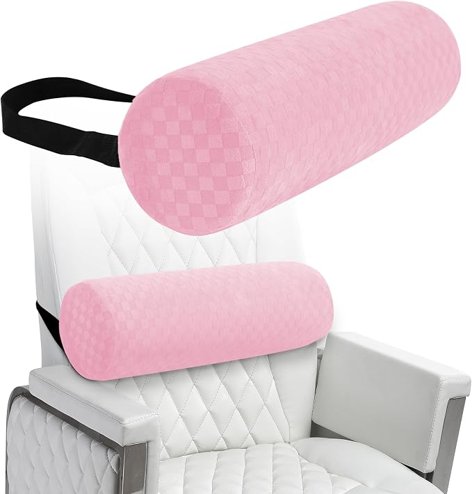 Coeyese Lumbar Roll Pillow for Lower Back Support, Light Pink, 15 * 4.3'' | Removable Pillowcase, Upgraded Adjustable Strap, Suitable for Office, Chair, Car, Seat Pain Relief & Improving Posture