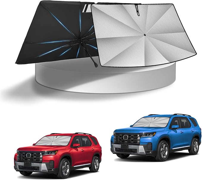 KUST Ice Crystal Sun Shade Umbrella for 2016-2025 2026 Honda Pilot | Custom Fit Windshield Sunshade | Foldable Sunshade with Bendable Handle | Blocks Heat & UV Scratch Resistant Keep Car Cool