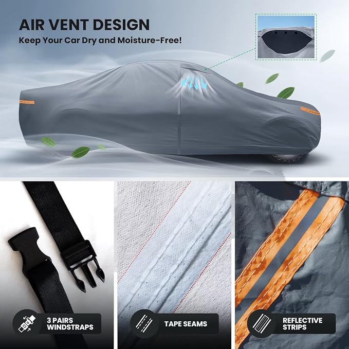Waterproof Audi TT(1998-2023) Car Cover with Breathable Vents, [Upgrade] Premium Covers with Cotton Liner and Zipper Door, Sun Rain Snow Dust Uv Protection.(Gift with Towel)