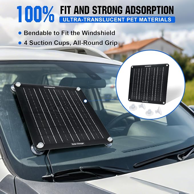 ECO-WORTHY 10W Solar Car Battery Charger Maintainer 12V Waterproof Portable Solar Trickle Charger for Car Truck Boat Lawn Mower RV Trailer Tractor ATV Utility Vehicle Battery