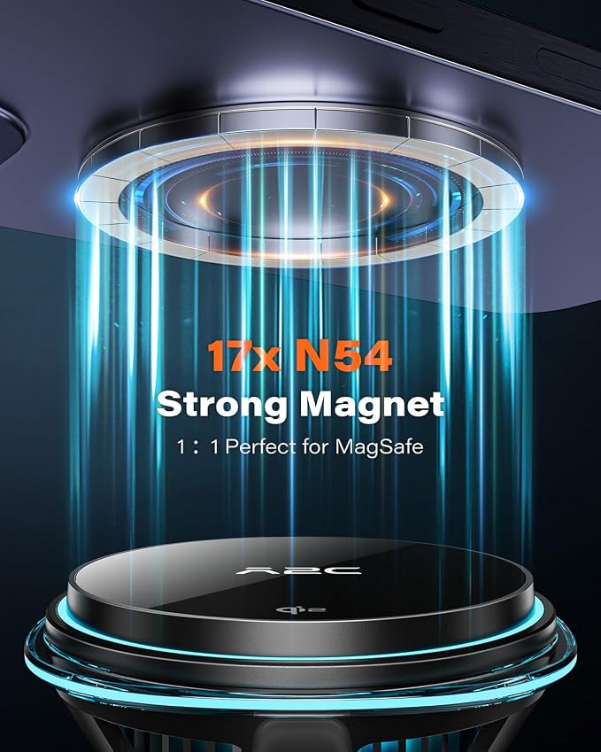 A2C Qi2 15W Wireless Car Charger CD Mount for MagSafe CD Slot | Air Vent | Magnetic Wireless Charger Phone Holder with TEC Thermoelectric Cooler, Fast Charging for iPhone 17 16 15 14 13 12 Series