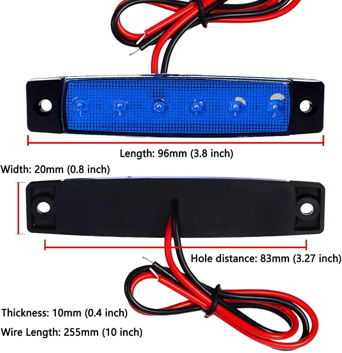 10 Pack LED Rock Strip Lights Waterproof Exterior Interior Lights Car Underglow Wheel Fender Well Lighting Kits for Golf Cart Jeep Wangler Offroad Truck Ford RV UTV ATV RZR Snowmobile (Blue)