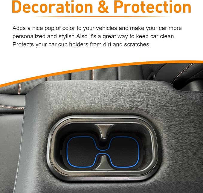 for Honda CRV Accessories 2023 2024 2025 2026 3D Cup Holder Center Console Liner Inserts Silicone Anti-dust Mat Pad Interior Decoration (2 Pcs, Blue Trim)