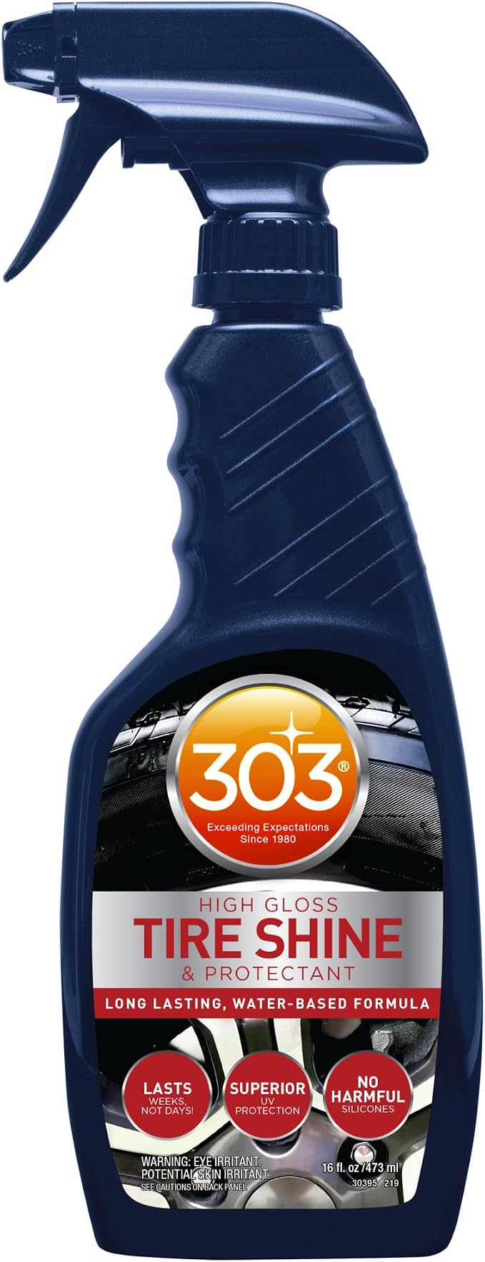 303 Products High Gloss Tire Shine And Protectant - Long Lasting, Water Based Formula - Lasts For Weeks - No Harmful Silicones - Lasts Weeks Not Days, 16 fl. oz. (30395CSR) Packaging May Vary | Water-based tire shine delivers long-lasting gloss without...