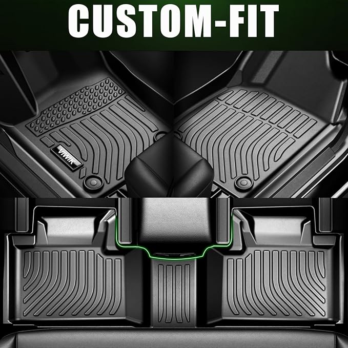 VIWIK Car Floor Mats for Nissan Pathfinder 2022 2023 2024 8 seat & for Infiniti QX60 2022-2024 7 Seat, TPE Rubber All Weather Car Mats Custom Floor Liners for 2022-2024 Pathfinder