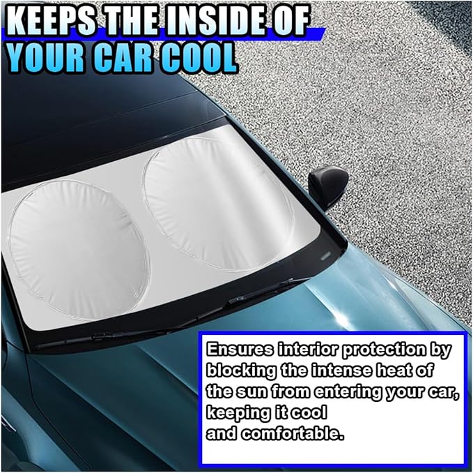 6PCS Reflective Car Windshield Sun Shade | Foldable Side Window Sunshade with Storage Bag for Front & Rear Windshield, Privacy Protection Cover Block UV Rays, Keep Cool