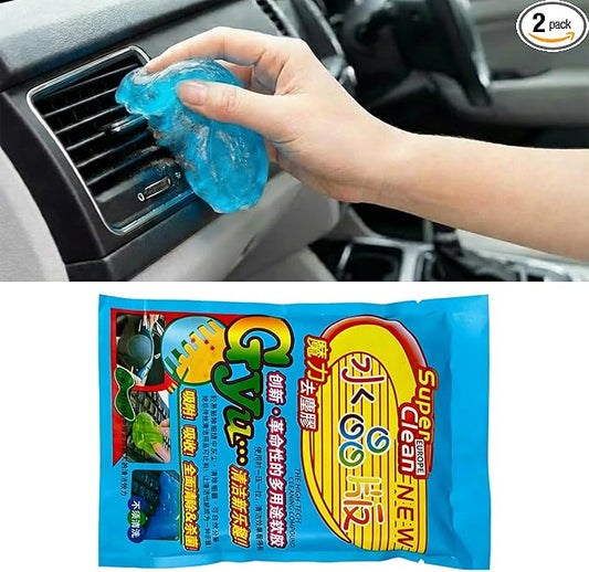Craedli 2PCS Car Cleaning Gel Auto Detailing Putty, Universal Car Interior Cleaner Slime, Reusable Dust Remover Cleaning Supplies Kit Tools for Air Vents Keyboards, Car Accessories Presents (Blue)